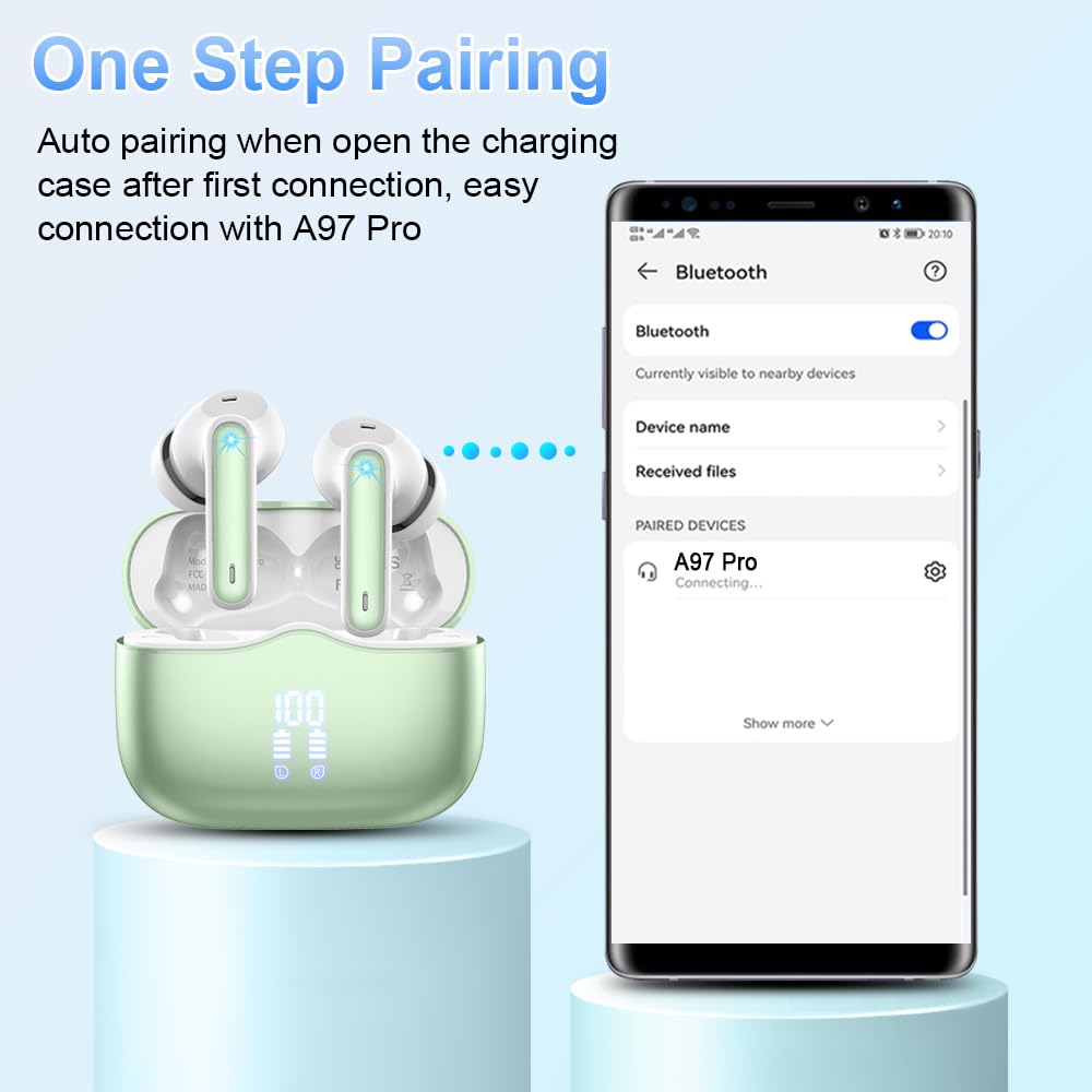 Wireless Earbuds Bluetooth 5.4 Headphones 6D Stereo, 40H In‑Ear Earphones