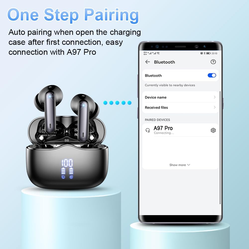 Wireless Earbuds Bluetooth 5.4 Headphones 6D Stereo, 40H In‑Ear Earphones