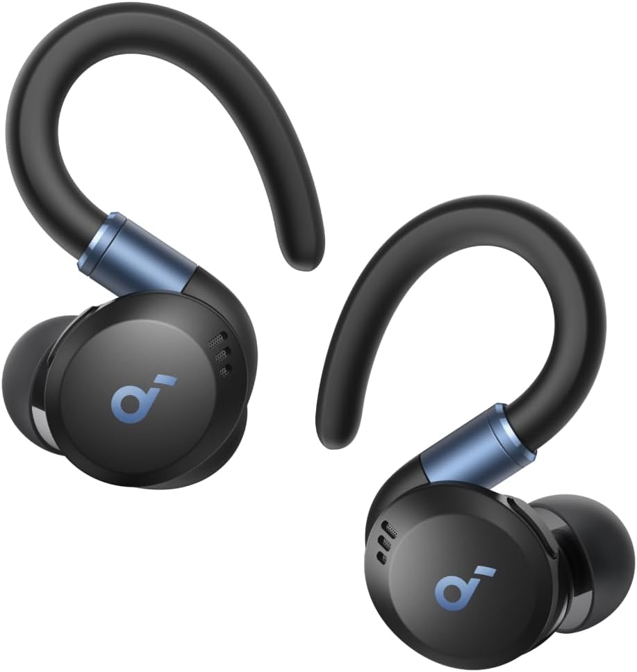 soundcore Sport X20 by Anker, True-Wireless Workout Earbuds, Rotatable & Extendable Ear Hooks, Noise Cancelling, Deep Bass, IP68 Waterproof, Sweatproof, 48H Play, Sport Earbuds for Gym