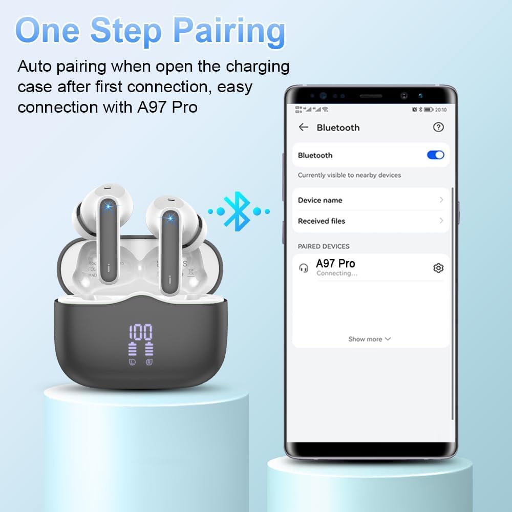 Wireless Earbuds Bluetooth 5.4 Headphones 6D Stereo, 40H In‑Ear Earphones