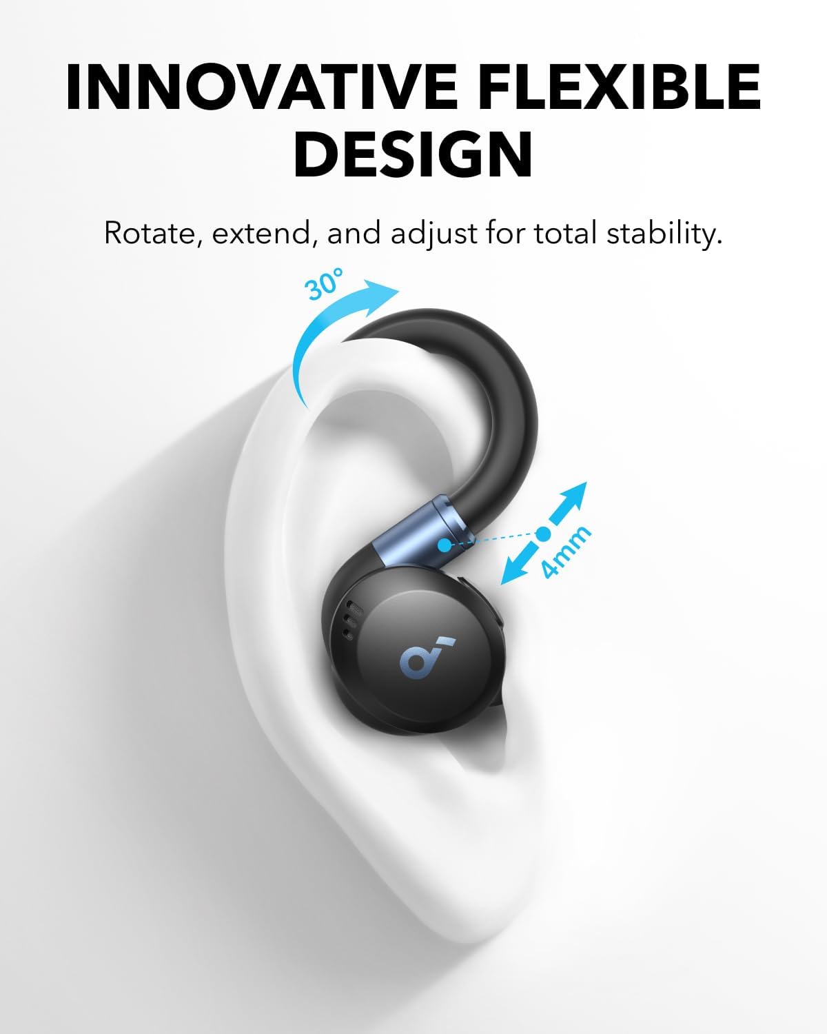 soundcore Sport X20 by Anker, True-Wireless Workout Earbuds, Rotatable & Extendable Ear Hooks, Noise Cancelling, Deep Bass, IP68 Waterproof, Sweatproof, 48H Play, Sport Earbuds for Gym