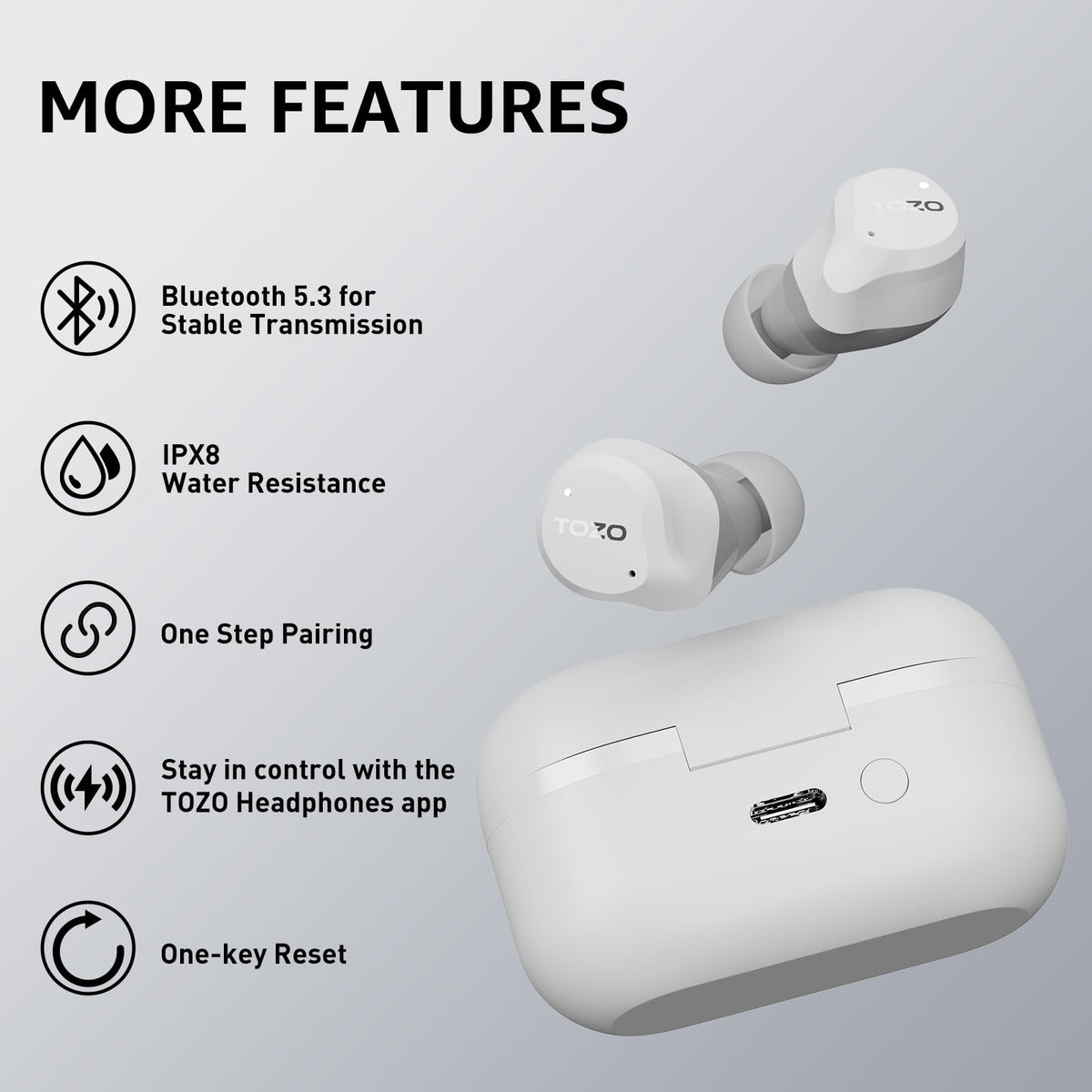 TOZO NC9 Hybrid Active Noise Cancelling Wireless Earbuds, 60H, LED Display