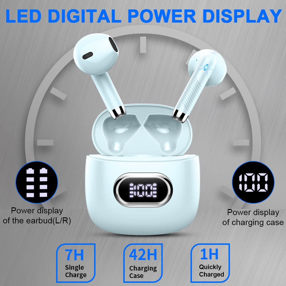 Wireless Earbuds, NEW Mini Bluetooth 5.4 Headphones In Ear with Deep Bass