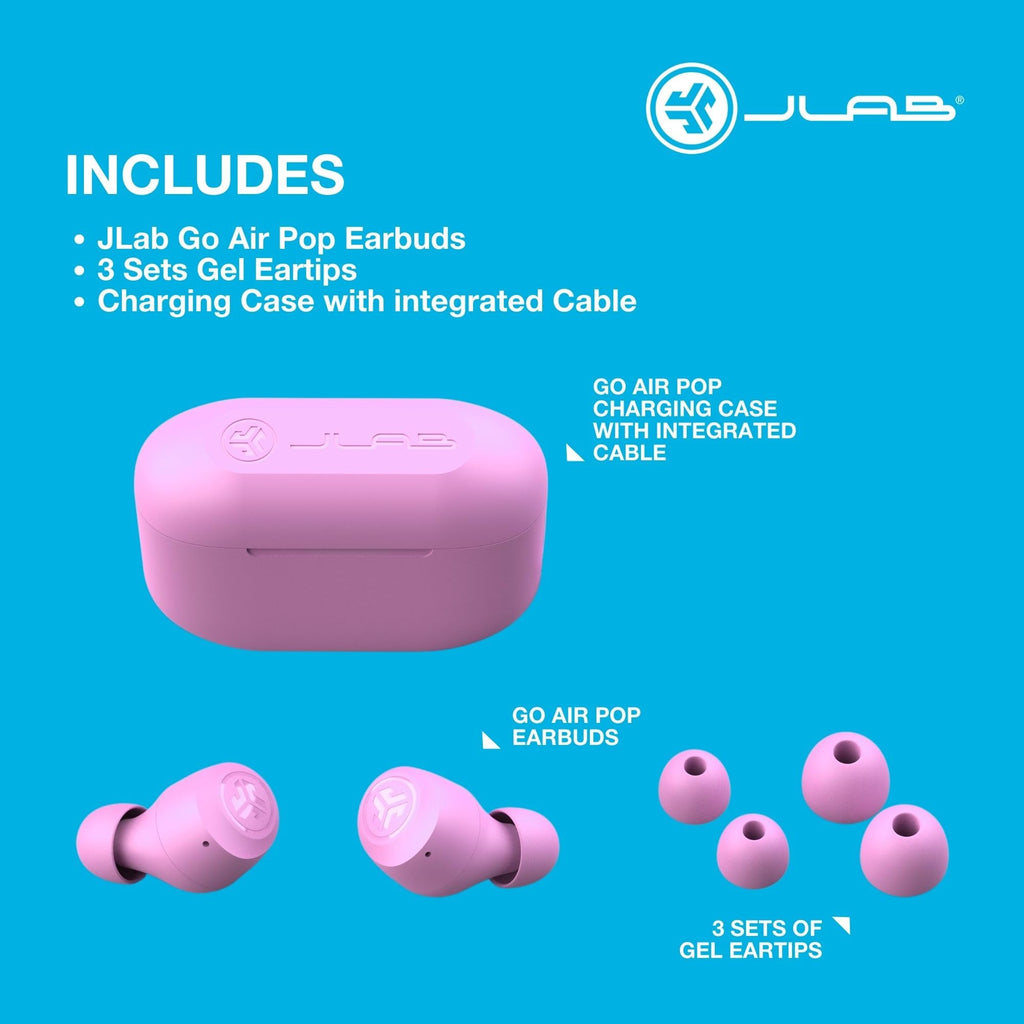 JLab Go Air Pop+ True Wireless Earbuds with Mic - Bluetooth, Midnight Black