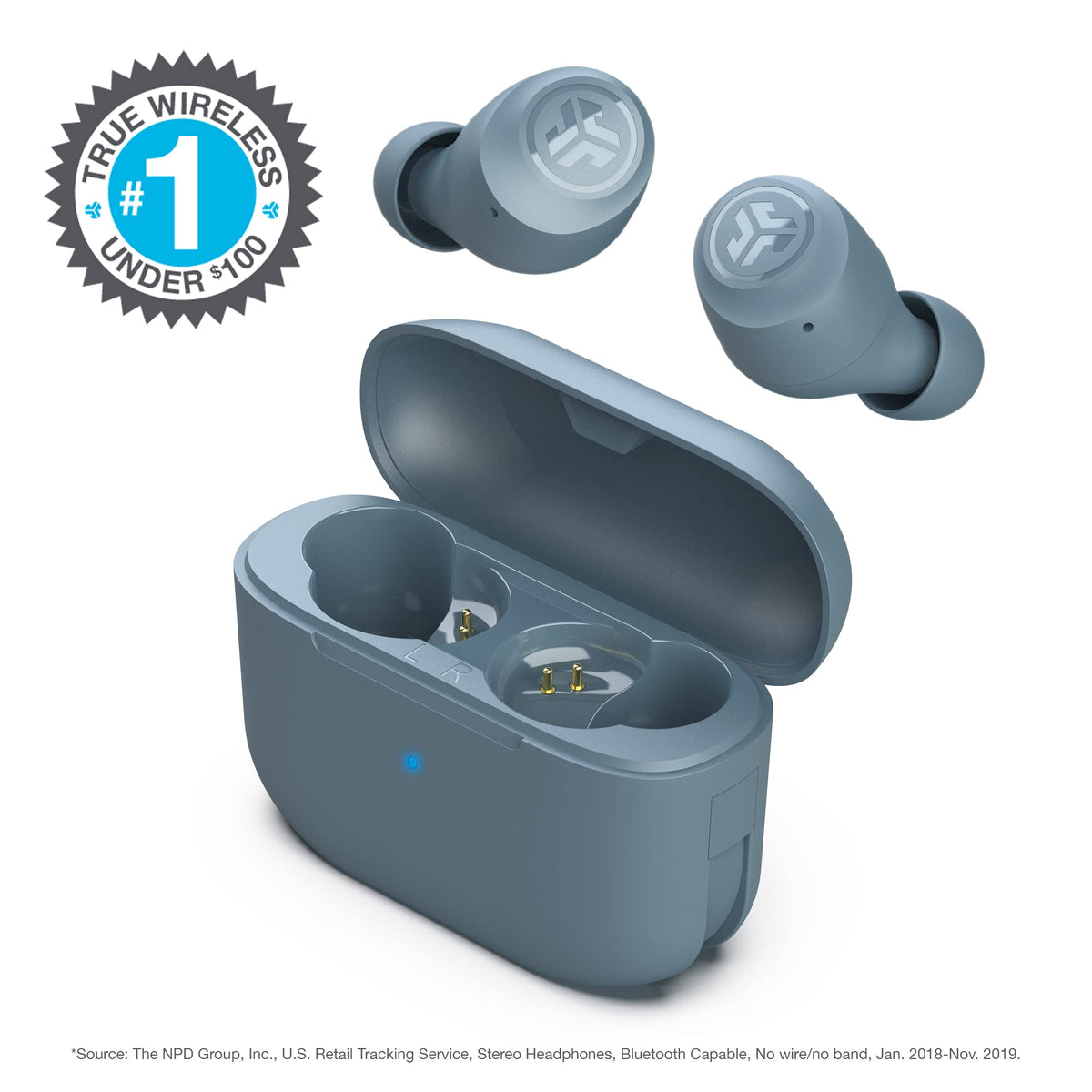 JLab Go Air Pop+ True Wireless Earbuds with Mic - Bluetooth, Midnight Black