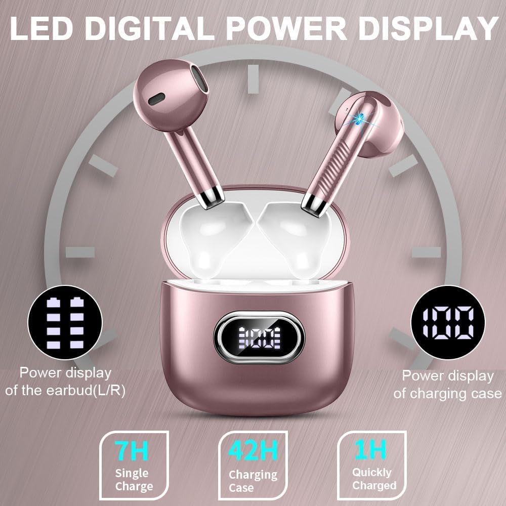 Wireless Earbuds, NEW Mini Bluetooth 5.4 Headphones In Ear with Deep Bass