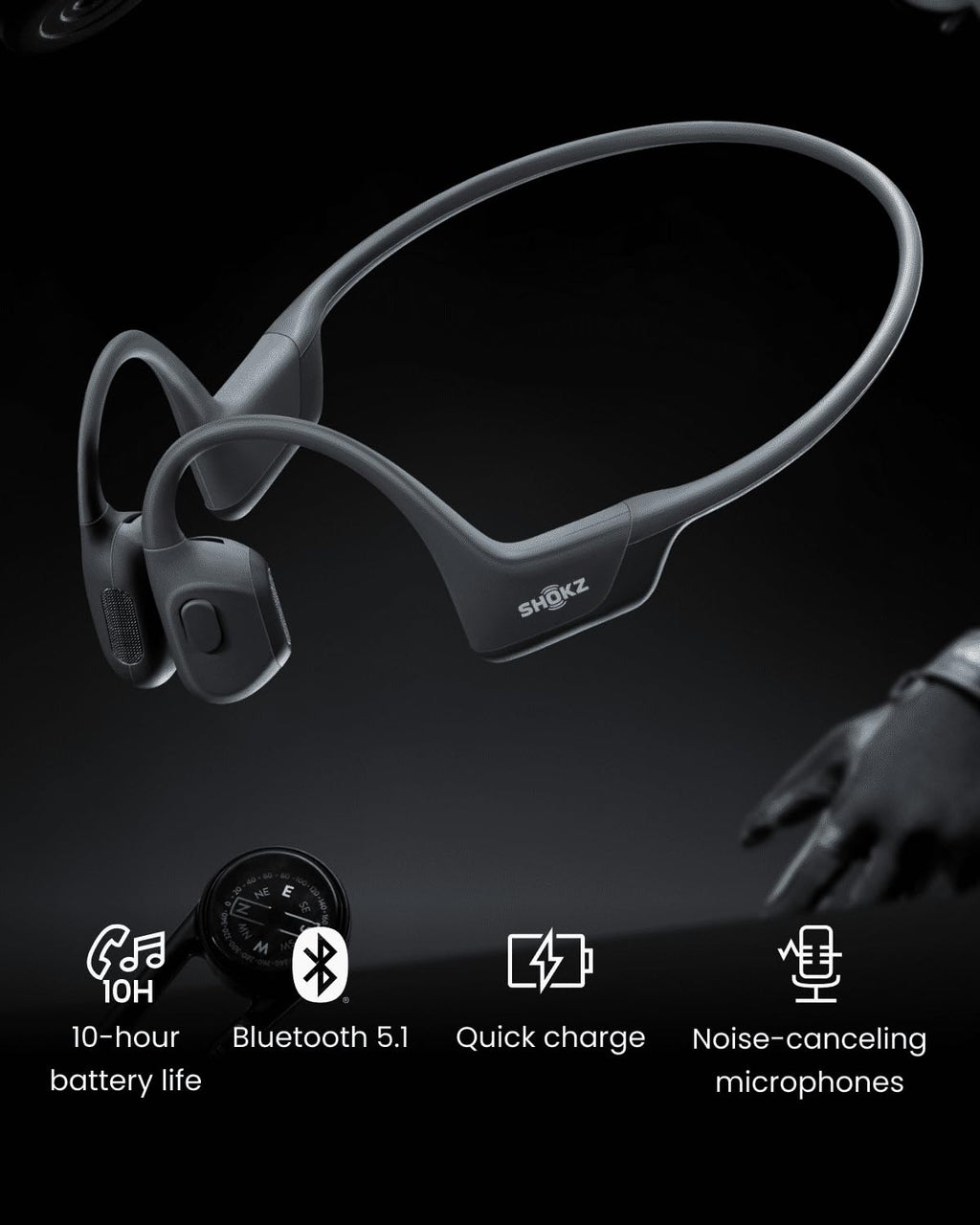 SHOKZ OpenSwim Pro Bone Conduction Sports Headphones, IP68, Grey