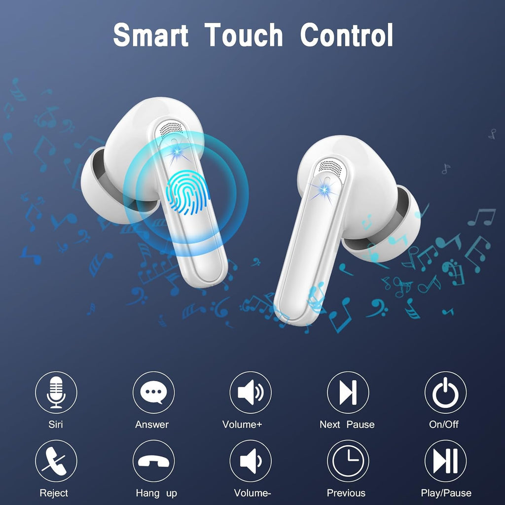 Wireless Earbuds Bluetooth 5.4 Headphones 6D Stereo, 40H In‑Ear Earphones