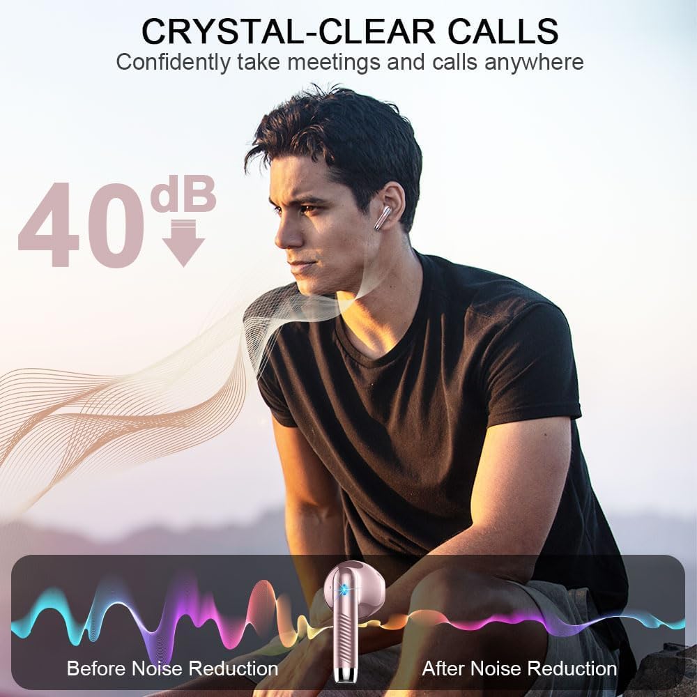 Wireless Earbuds, NEW Mini Bluetooth 5.4 Headphones In Ear with Deep Bass