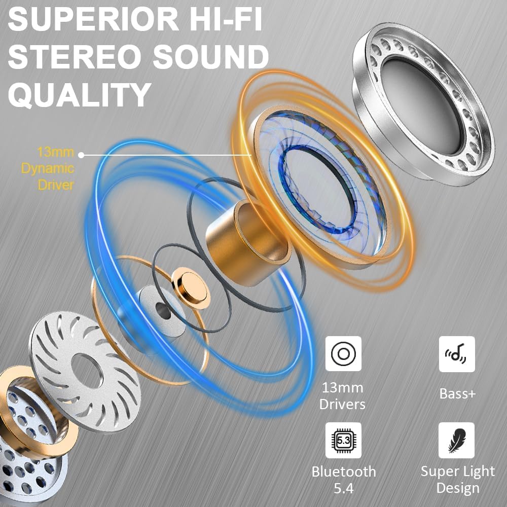 Wireless Earbuds, NEW Mini Bluetooth 5.4 Headphones In Ear with Deep Bass