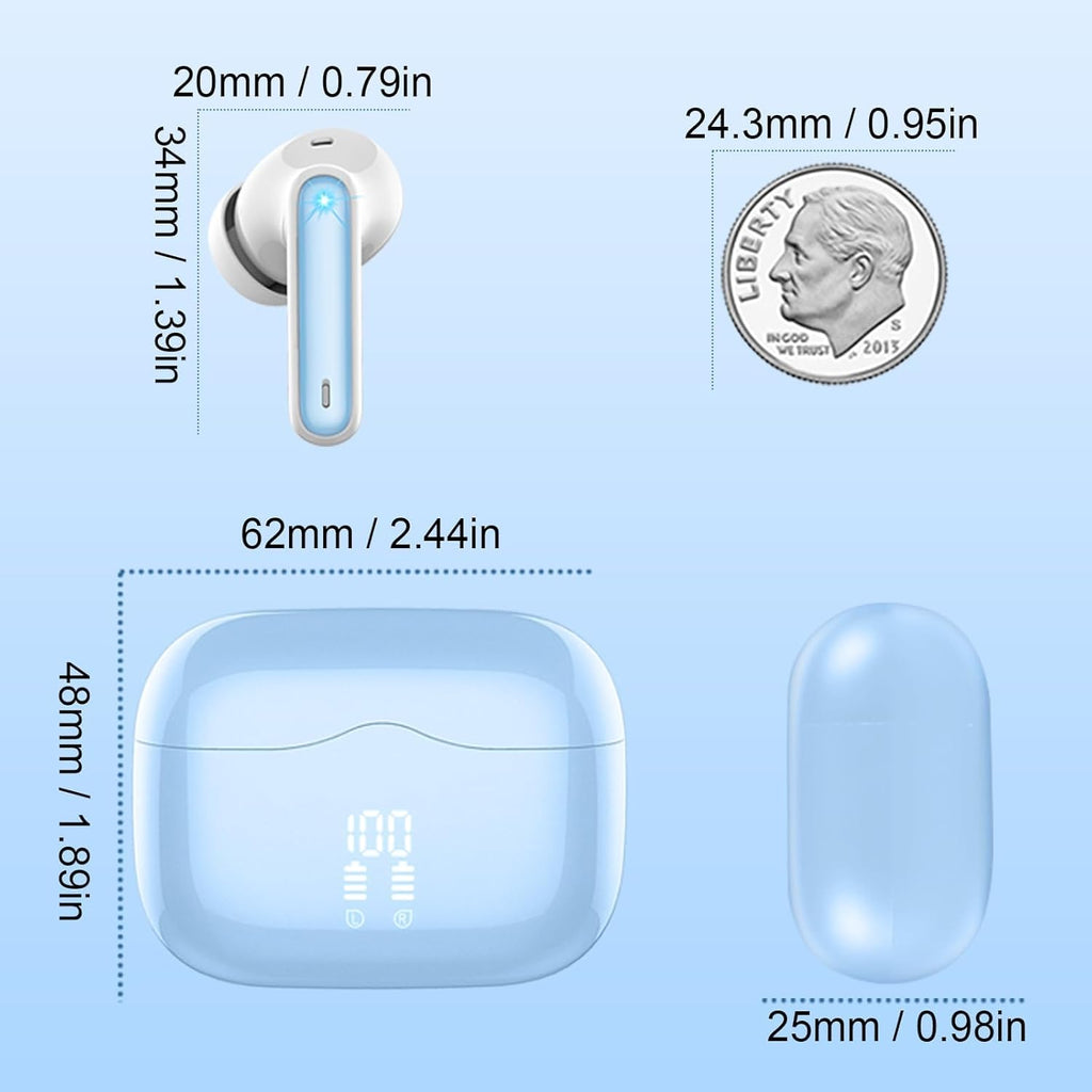 Wireless Earbuds Bluetooth 5.4 Headphones 6D Stereo, 40H In‑Ear Earphones