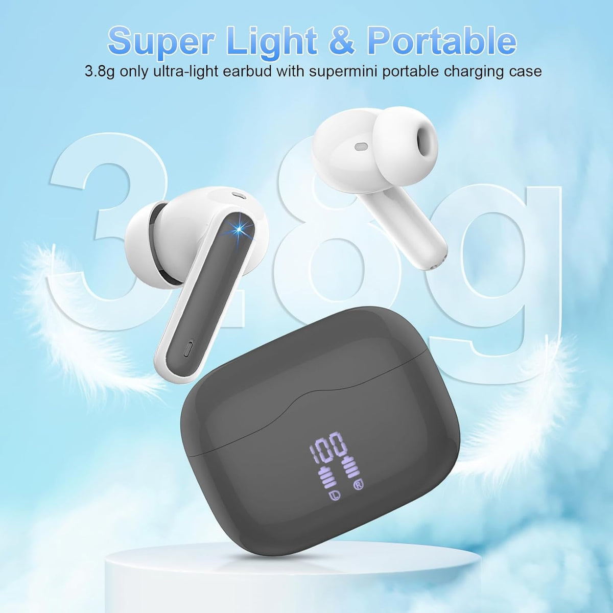 Wireless Earbuds Bluetooth 5.4 Headphones 6D Stereo, 40H In‑Ear Earphones