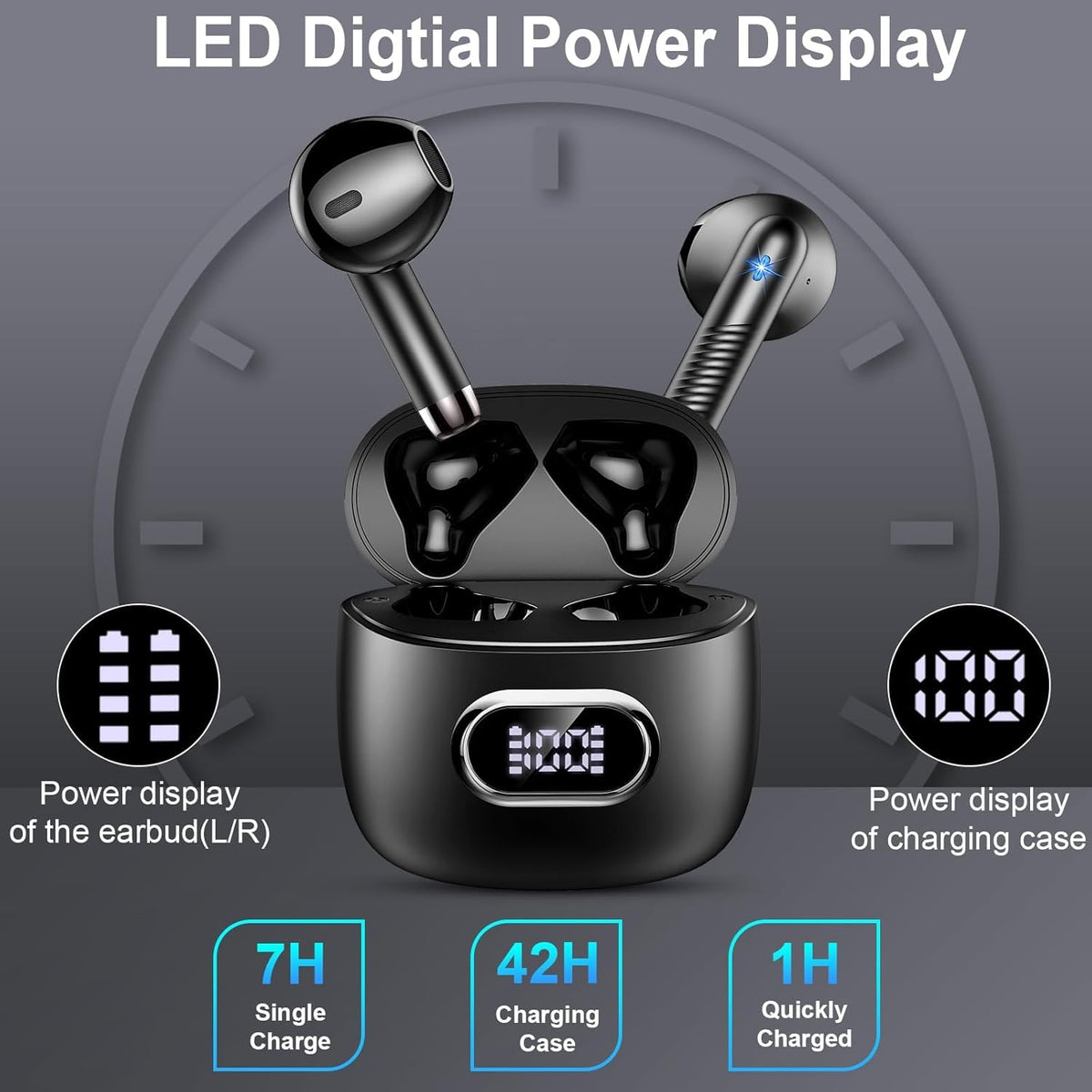Wireless Earbuds, NEW Mini Bluetooth 5.4 Headphones In Ear with Deep Bass