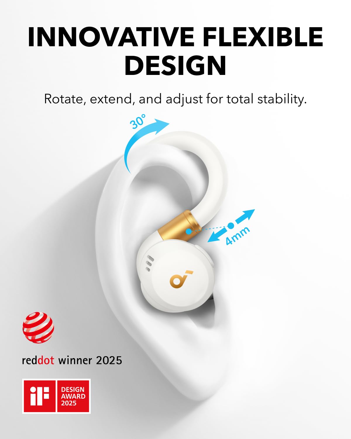 soundcore Sport X20 by Anker, True-Wireless Workout Earbuds, Rotatable & Extendable Ear Hooks, Noise Cancelling, Deep Bass, IP68 Waterproof, Sweatproof, 48H Play, Sport Earbuds for Gym