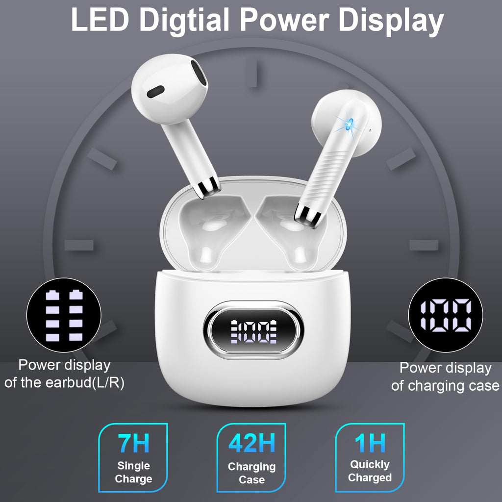 Wireless Earbuds, NEW Mini Bluetooth 5.4 Headphones In Ear with Deep Bass