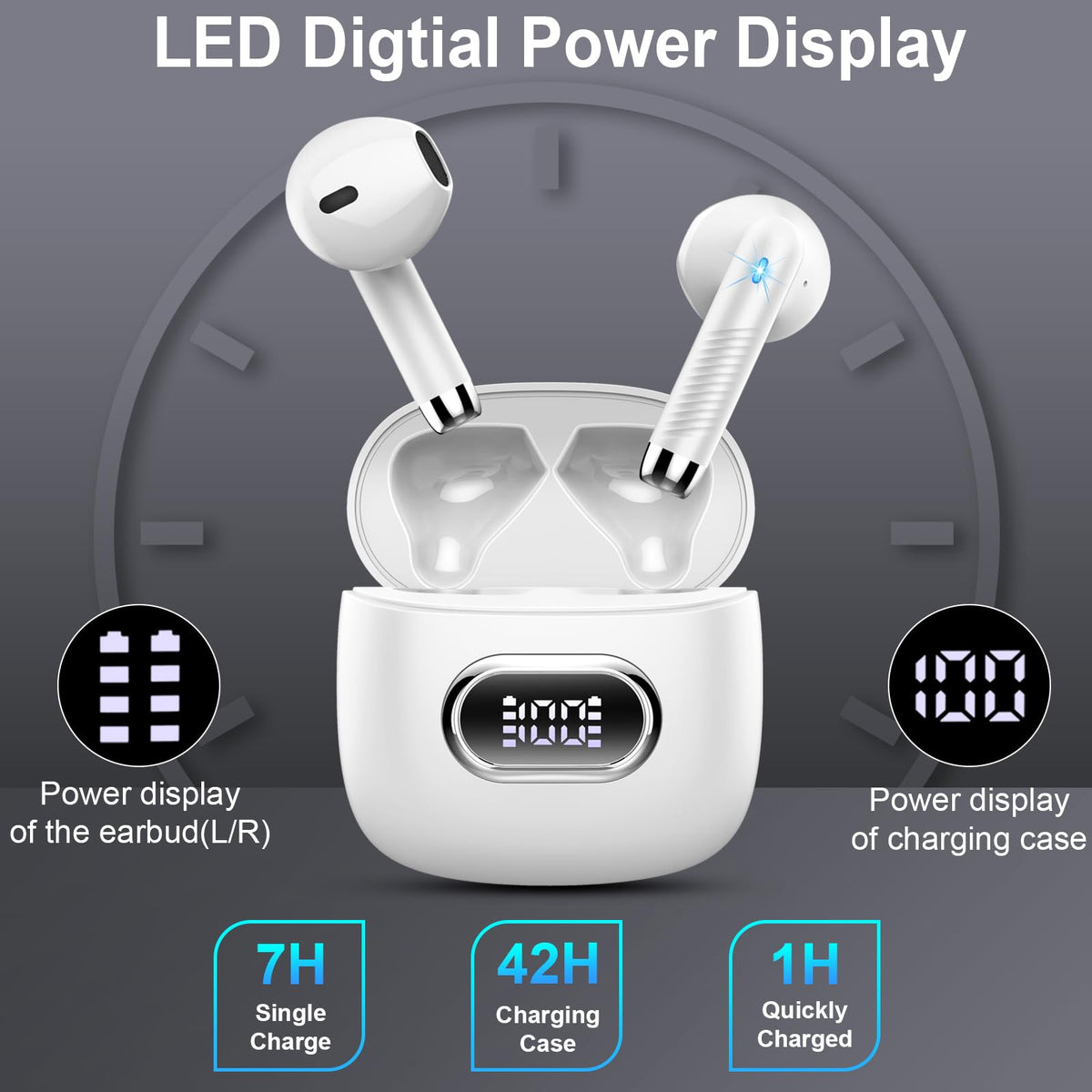 Wireless Earbuds, NEW Mini Bluetooth 5.4 Headphones In Ear with Deep Bass