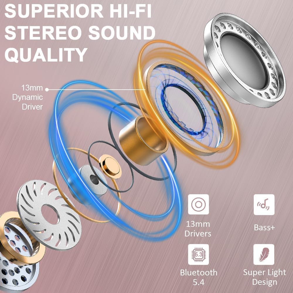 Wireless Earbuds, NEW Mini Bluetooth 5.4 Headphones In Ear with Deep Bass