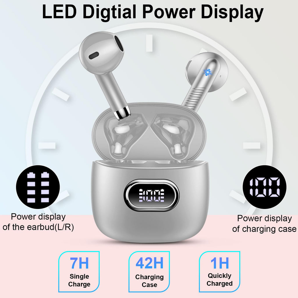 Wireless Earbuds, NEW Mini Bluetooth 5.4 Headphones In Ear with Deep Bass