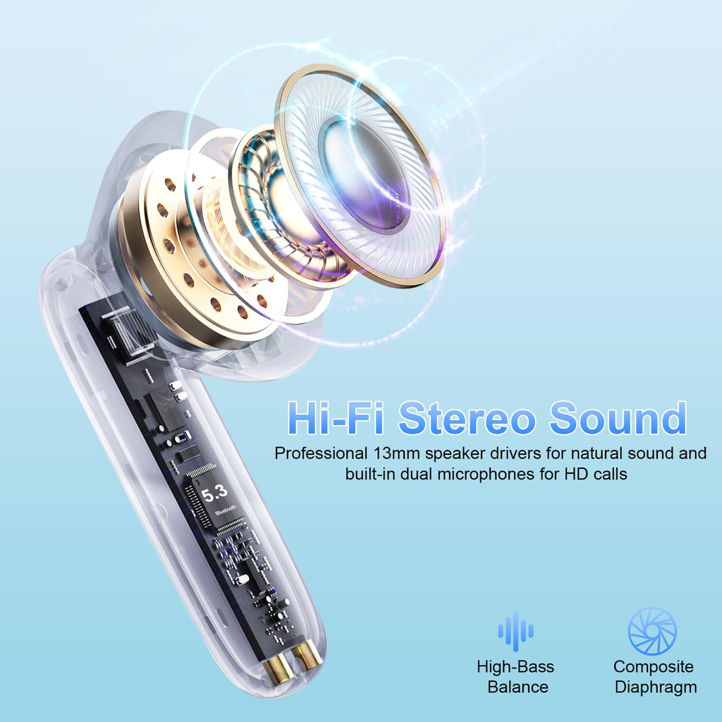 Wireless Earbuds Bluetooth 5.4 Headphones 6D Stereo, 40H In‑Ear Earphones