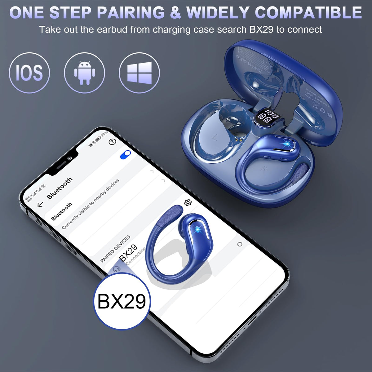 Ordtop Wireless Earbuds,Wireless Headphones Running Bluetooth 5.3 for Sport