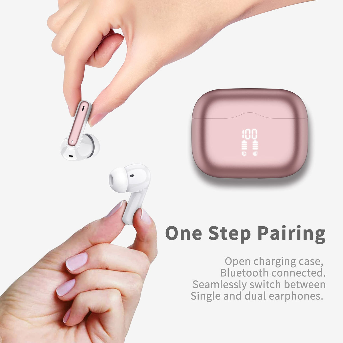 Wireless Earbuds Bluetooth 5.4 Headphones 6D Stereo, 40H In‑Ear Earphones