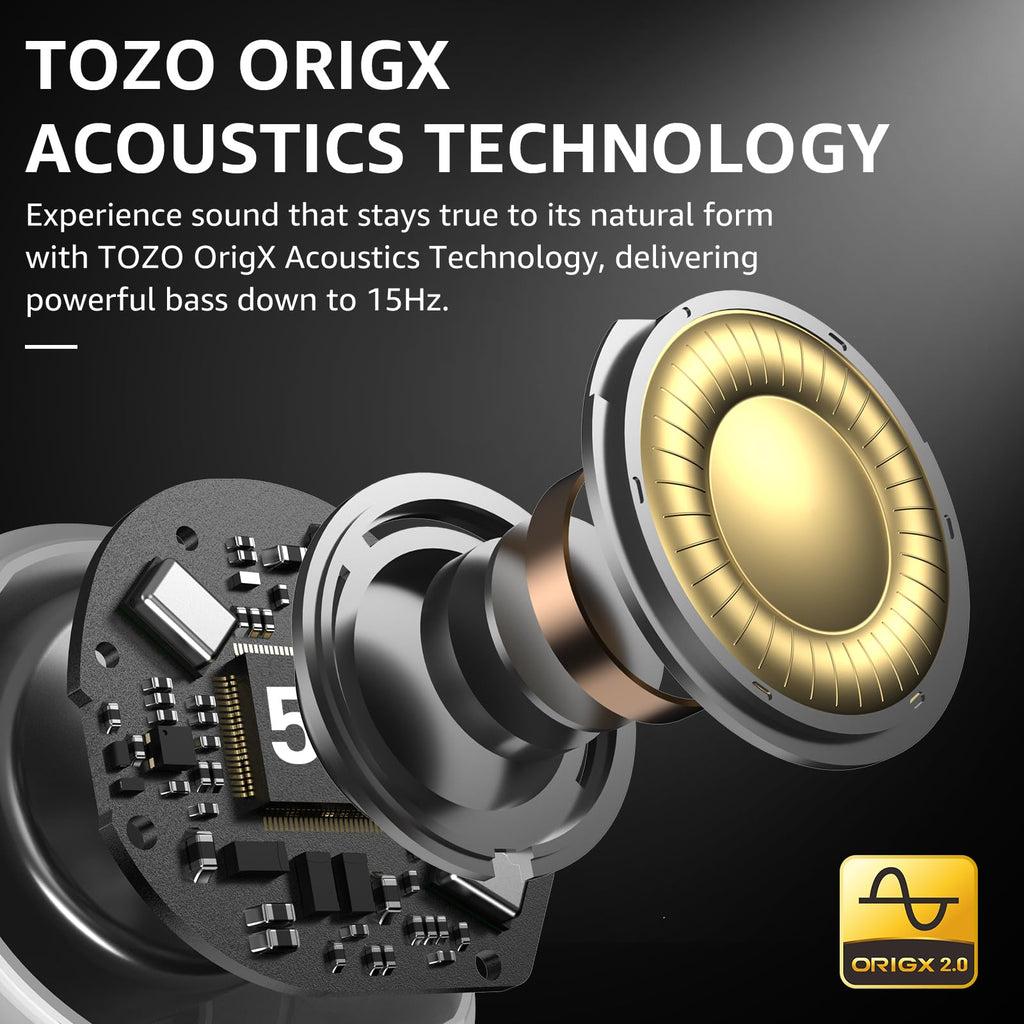 TOZO NC9 Hybrid Active Noise Cancelling Wireless Earbuds, 60H, LED Display