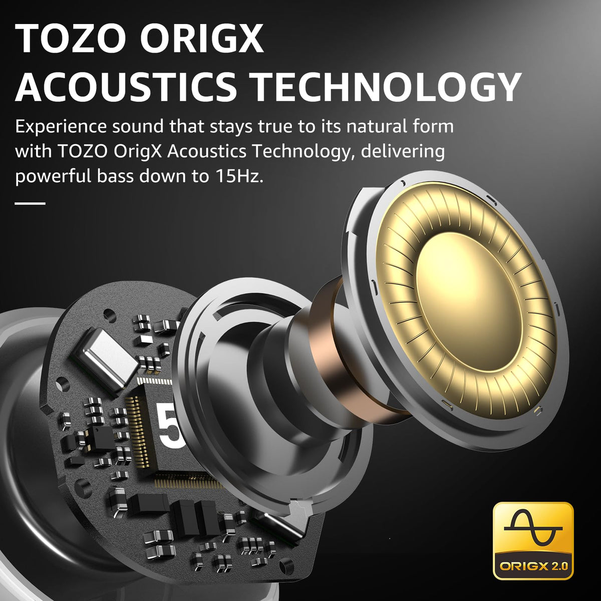 TOZO NC9 Hybrid Active Noise Cancelling Wireless Earbuds, 60H, LED Display
