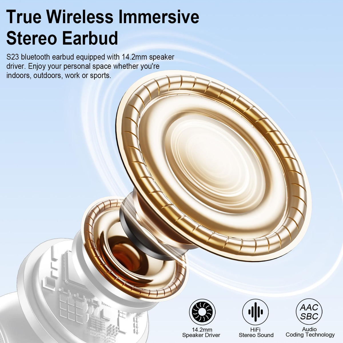 Wireless Earbuds, NEW Mini Bluetooth 5.4 Headphones In Ear with Deep Bass