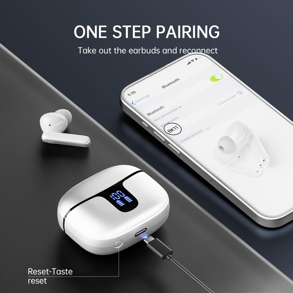 Wireless Earbuds, NEW Mini Bluetooth 5.4 Headphones In Ear with Deep Bass