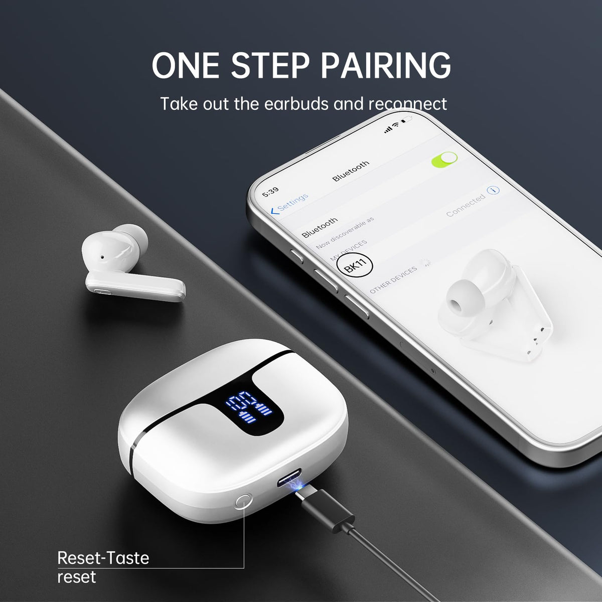 Wireless Earbuds, NEW Mini Bluetooth 5.4 Headphones In Ear with Deep Bass