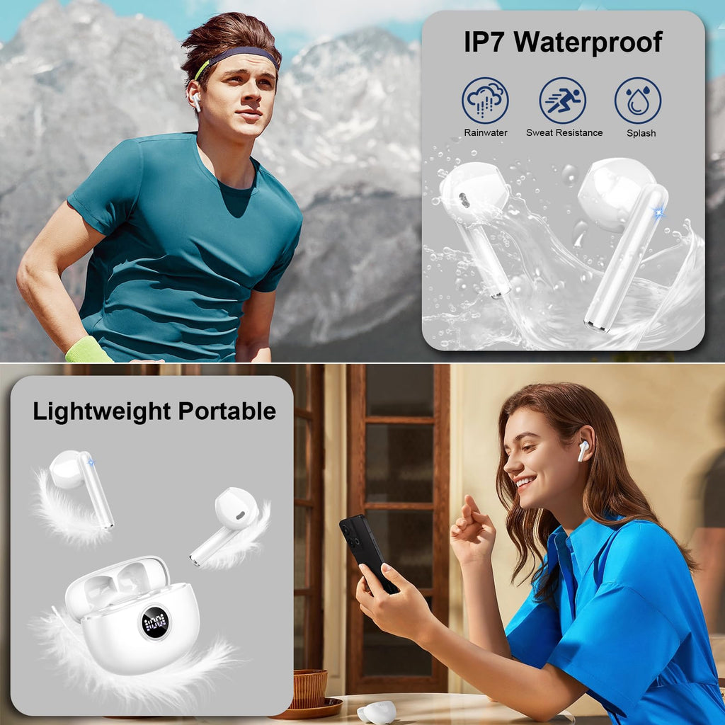 Wireless Earbuds, NEW Mini Bluetooth 5.4 Headphones In Ear with Deep Bass
