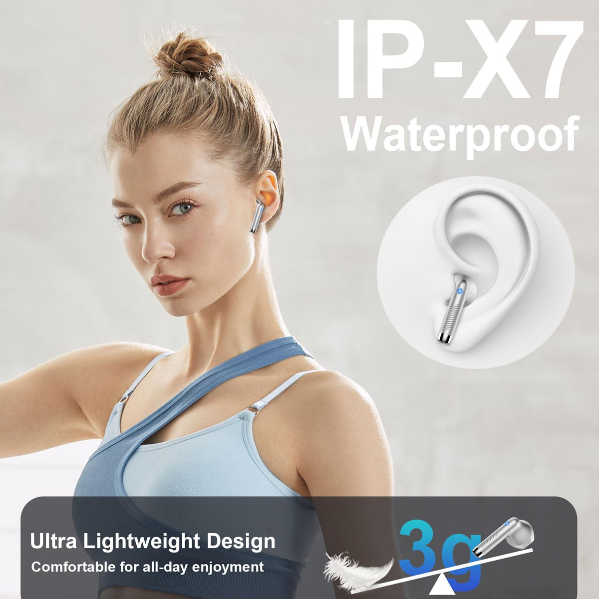 Wireless Earbuds, NEW Mini Bluetooth 5.4 Headphones In Ear with Deep Bass