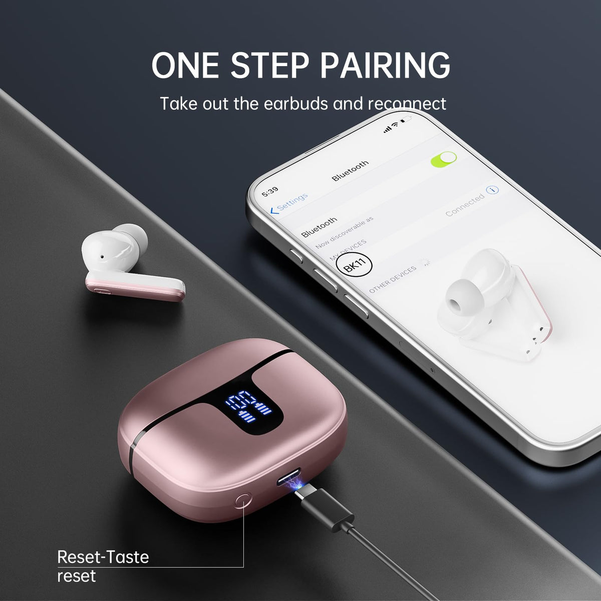 Wireless Earbuds, NEW Mini Bluetooth 5.4 Headphones In Ear with Deep Bass