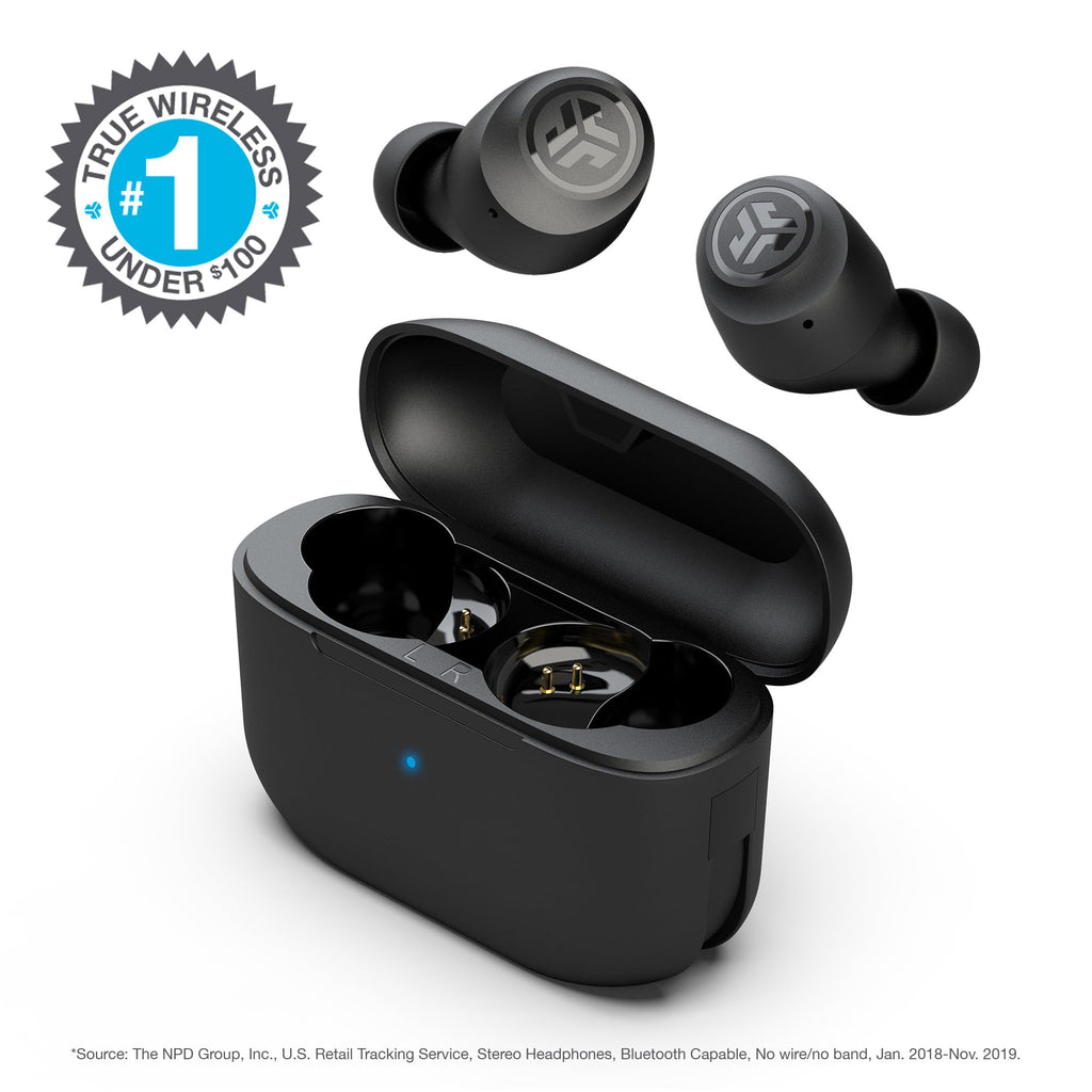 JLab Go Air Pop+ True Wireless Earbuds with Mic - Bluetooth, Midnight Black