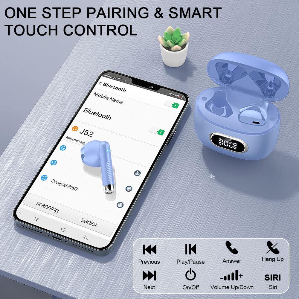 Wireless Earbuds, NEW Mini Bluetooth 5.4 Headphones In Ear with Deep Bass