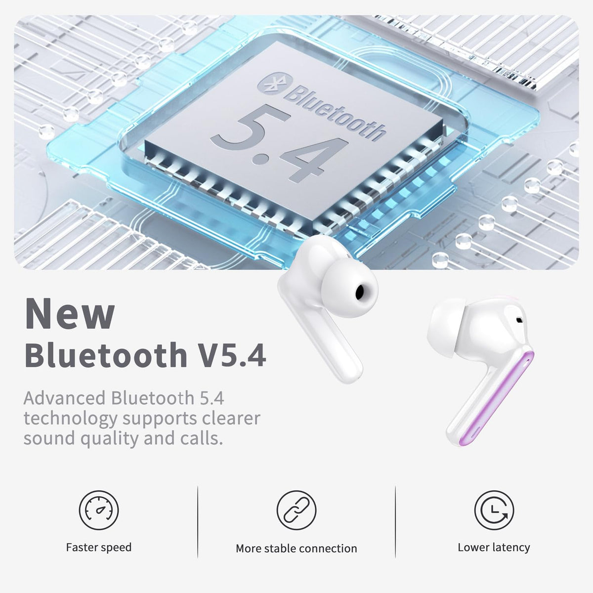 Wireless Earbuds Bluetooth 5.4 Headphones 6D Stereo, 40H In‑Ear Earphones