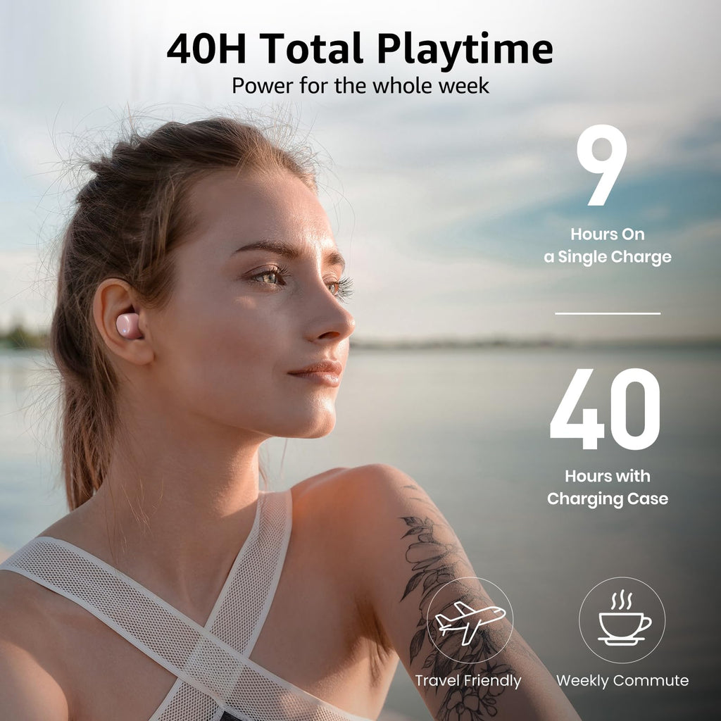 TOZO T6 Wireless Earbuds, Bluetooth 5.3 Ear Buds, Stereo Sound in Ear Headphones, 50H Playtime for Travel, Work and Calls, Wireless Charging, AI Clear Call, APP Customizable EQs, IPX8 Earphones
