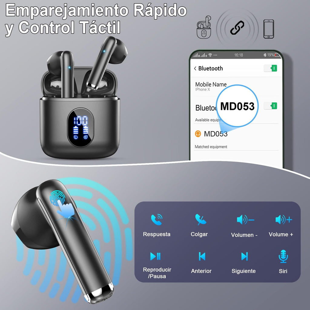 Wireless Earbuds, NEW Mini Bluetooth 5.4 Headphones In Ear with Deep Bass