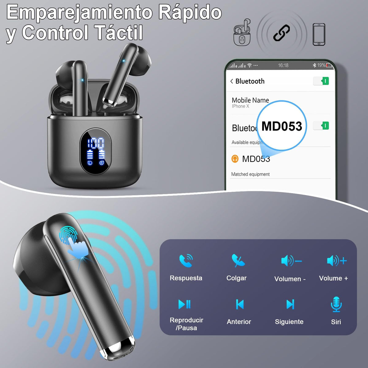 Wireless Earbuds, NEW Mini Bluetooth 5.4 Headphones In Ear with Deep Bass
