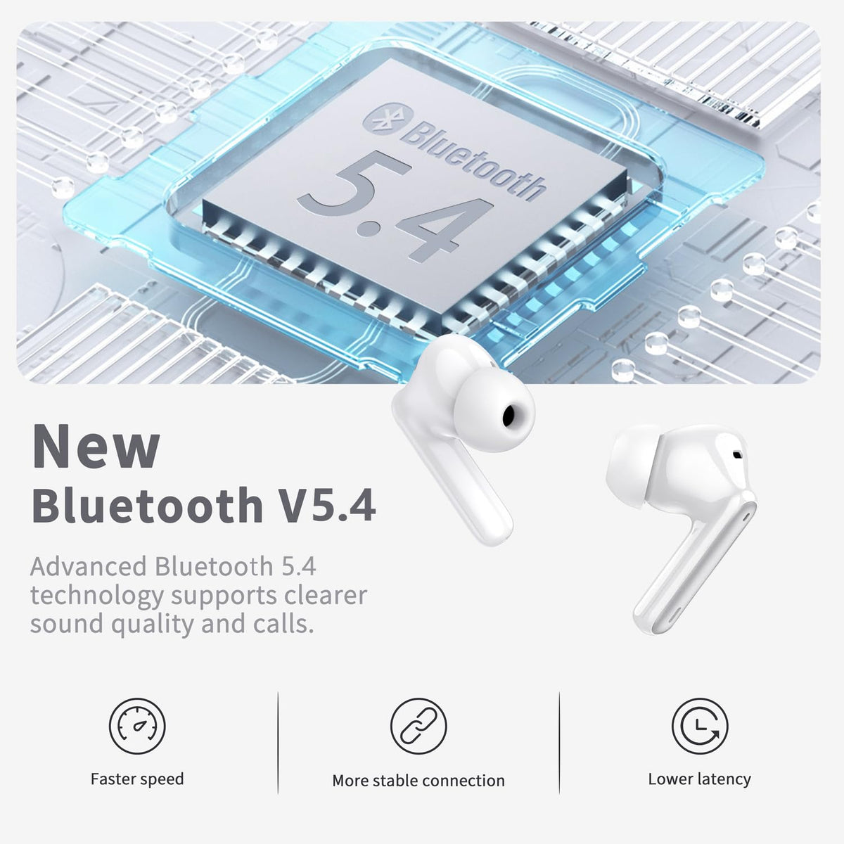 Wireless Earbuds Bluetooth 5.4 Headphones 6D Stereo, 40H In‑Ear Earphones