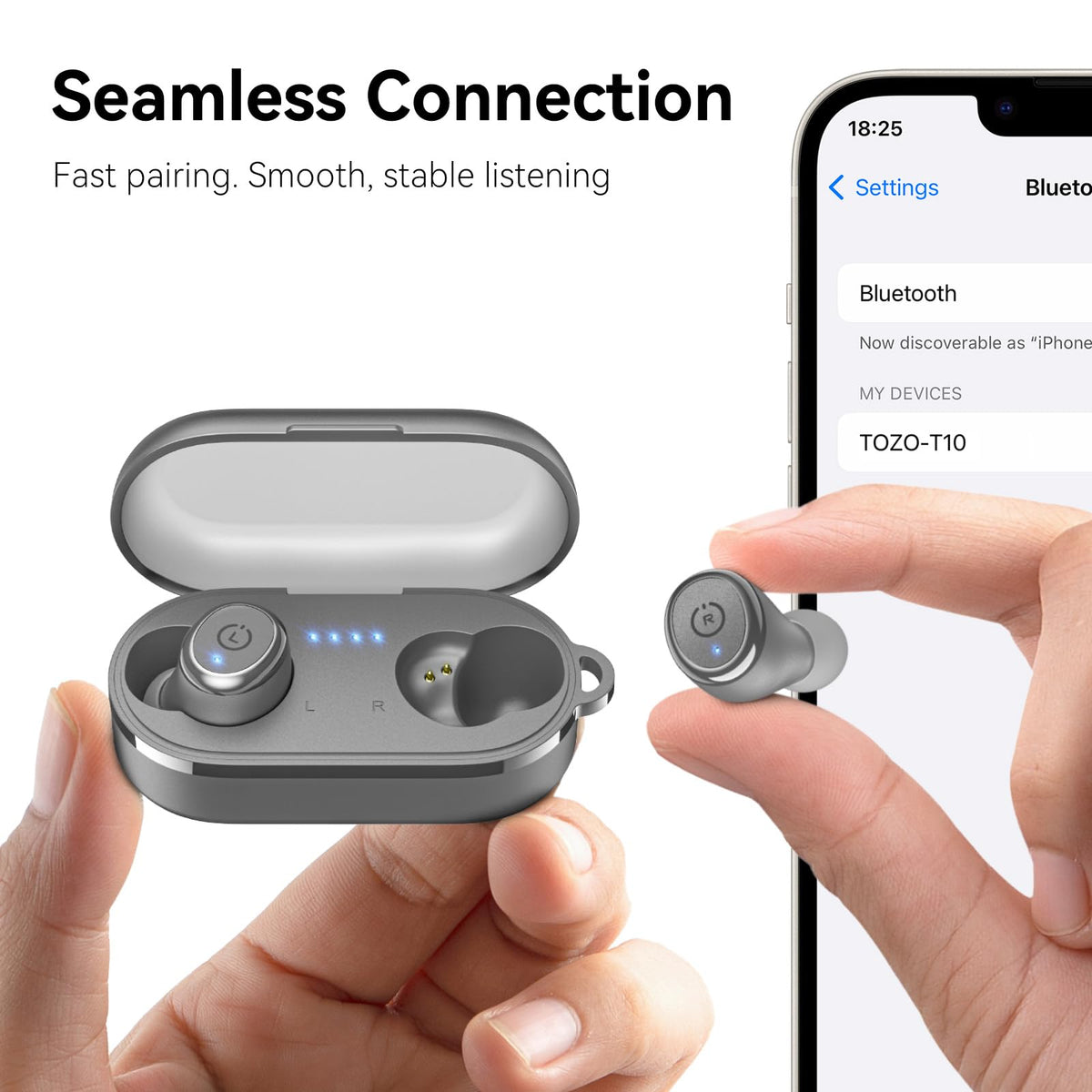 TOZO T10 2026 Wireless Earbuds Bluetooth 5.3 Headphones, App Customize EQ, Ergonomic Design, 55H Playtime, Wireless Charging Case, IPX8 Waterproof Powerful Sound in-Ear Headset Blue