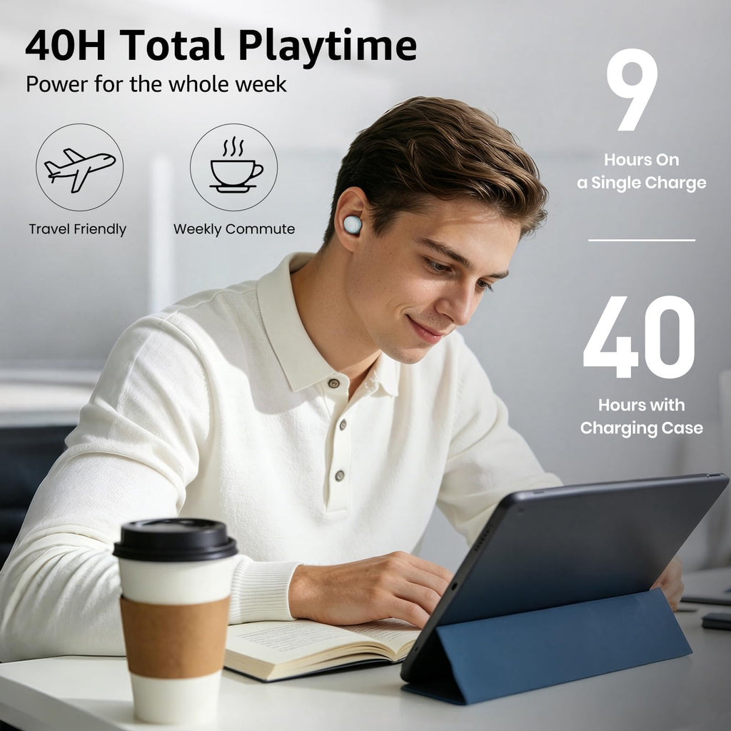 TOZO T6 Wireless Earbuds, Bluetooth 5.3 Ear Buds, Stereo Sound in Ear Headphones, 50H Playtime for Travel, Work and Calls, Wireless Charging, AI Clear Call, APP Customizable EQs, IPX8 Earphones