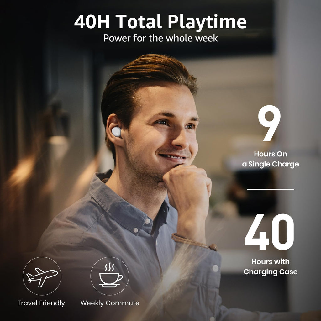TOZO T6 Wireless Earbuds, Bluetooth 5.3 Ear Buds, Stereo Sound in Ear Headphones, 50H Playtime for Travel, Work and Calls, Wireless Charging, AI Clear Call, APP Customizable EQs, IPX8 Earphones