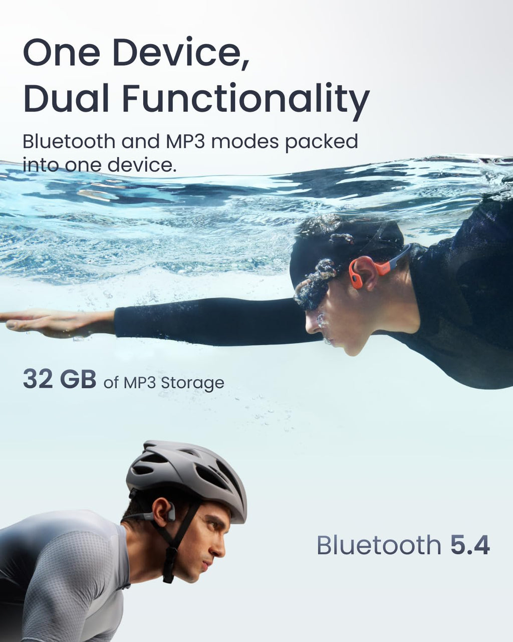 SHOKZ OpenSwim Pro Bone Conduction Sports Headphones, IP68, Grey