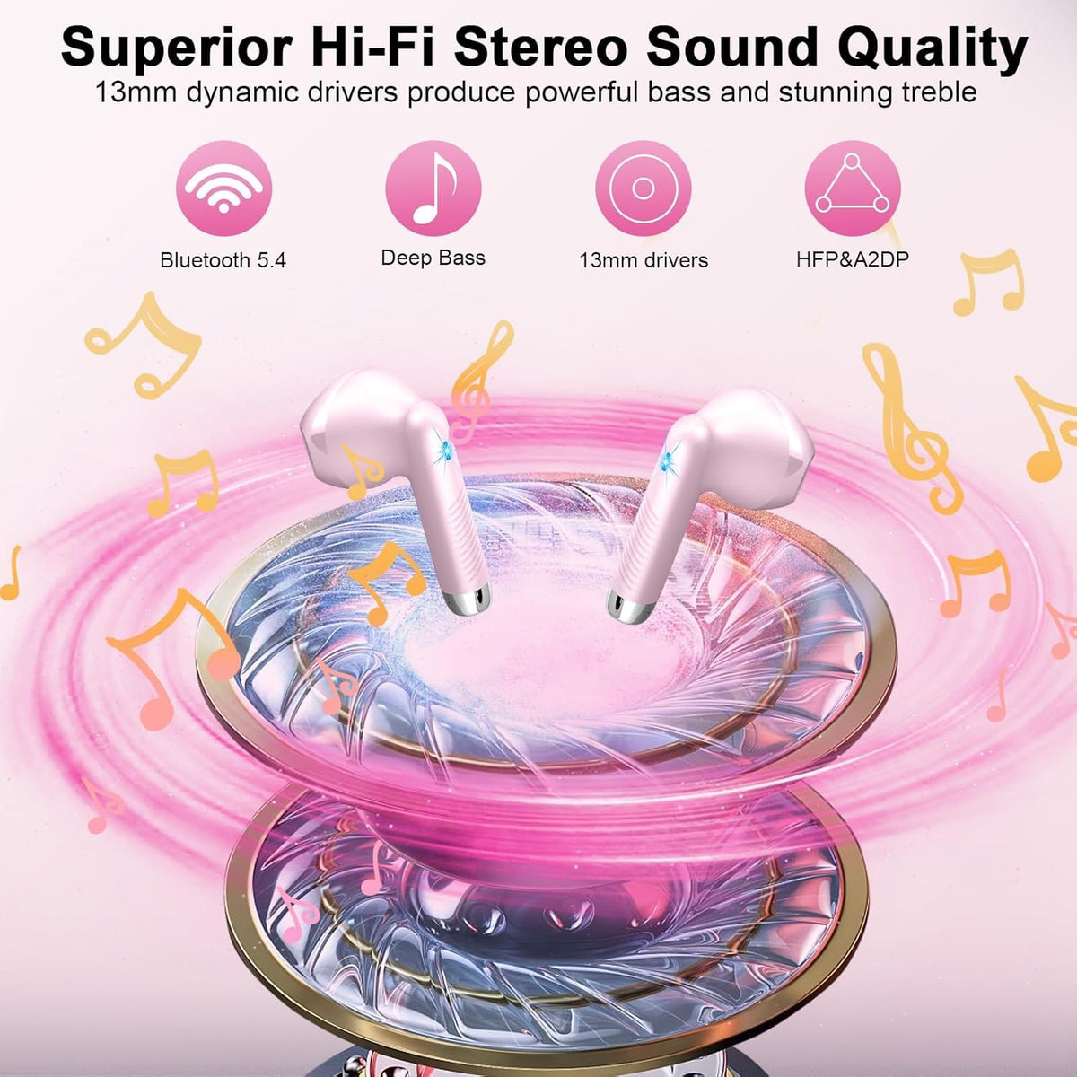 Wireless Earbuds, NEW Mini Bluetooth 5.4 Headphones In Ear with Deep Bass