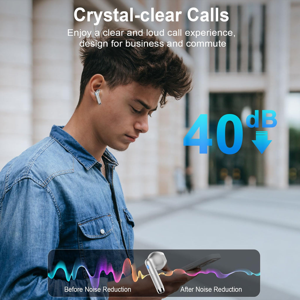 Wireless Earbuds, NEW Mini Bluetooth 5.4 Headphones In Ear with Deep Bass