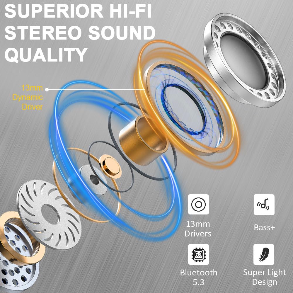 Wireless Earbuds, NEW Mini Bluetooth 5.4 Headphones In Ear with Deep Bass