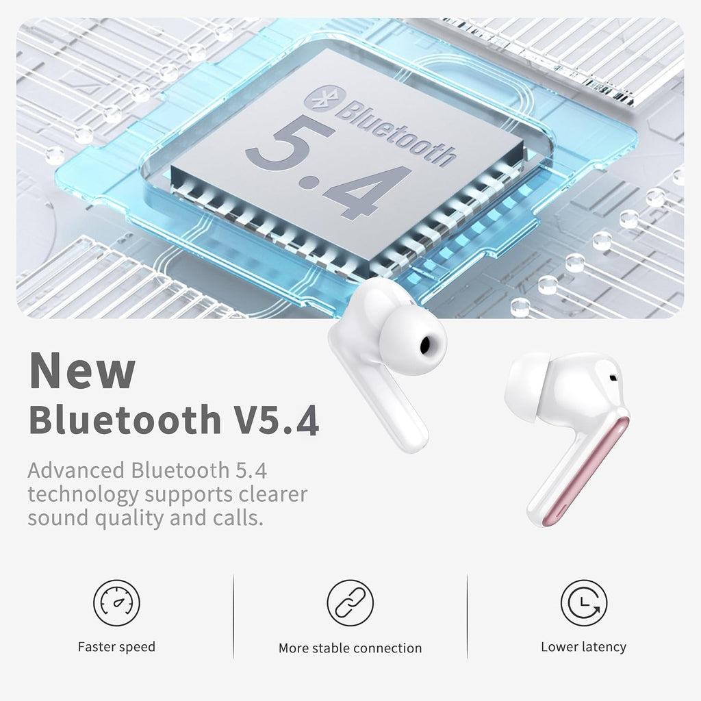 Wireless Earbuds Bluetooth 5.4 Headphones 6D Stereo, 40H In‑Ear Earphones