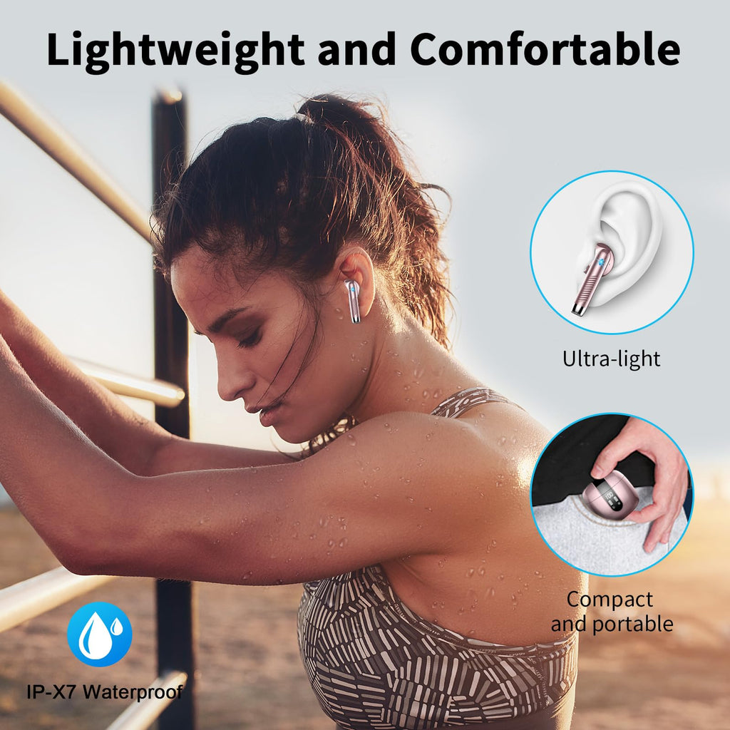 Wireless Earbuds, NEW Mini Bluetooth 5.4 Headphones In Ear with Deep Bass