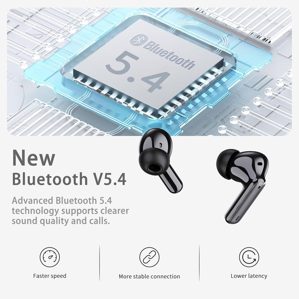 Wireless Earbuds Bluetooth 5.4 Headphones 6D Stereo, 40H In‑Ear Earphones